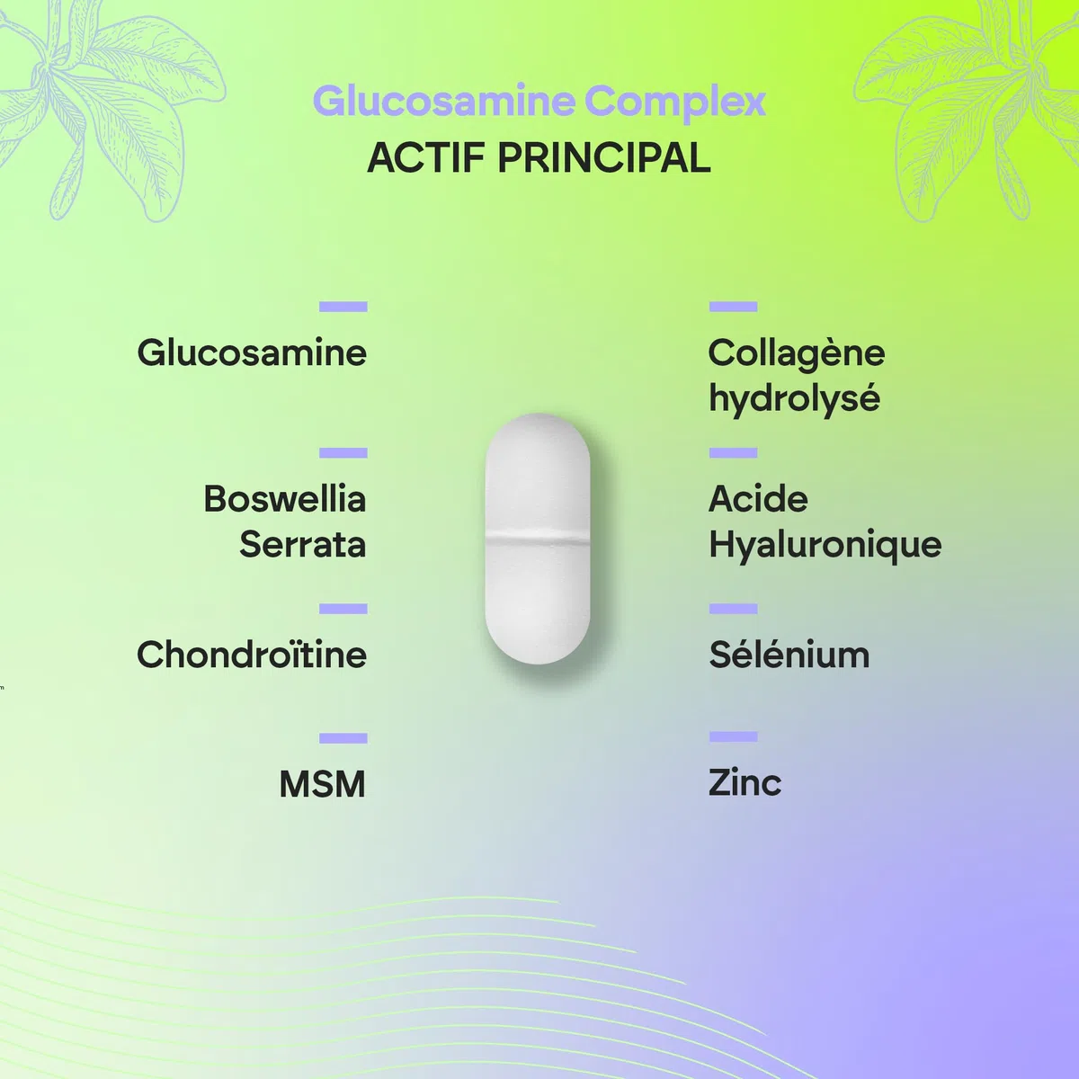 Glucosamine Chondroïtine et MSM, Acide Hyaluronique, Collagène, Boswellia, Sélénium et Zinc - 120 comprimés Glucosamine Complex Nutralie