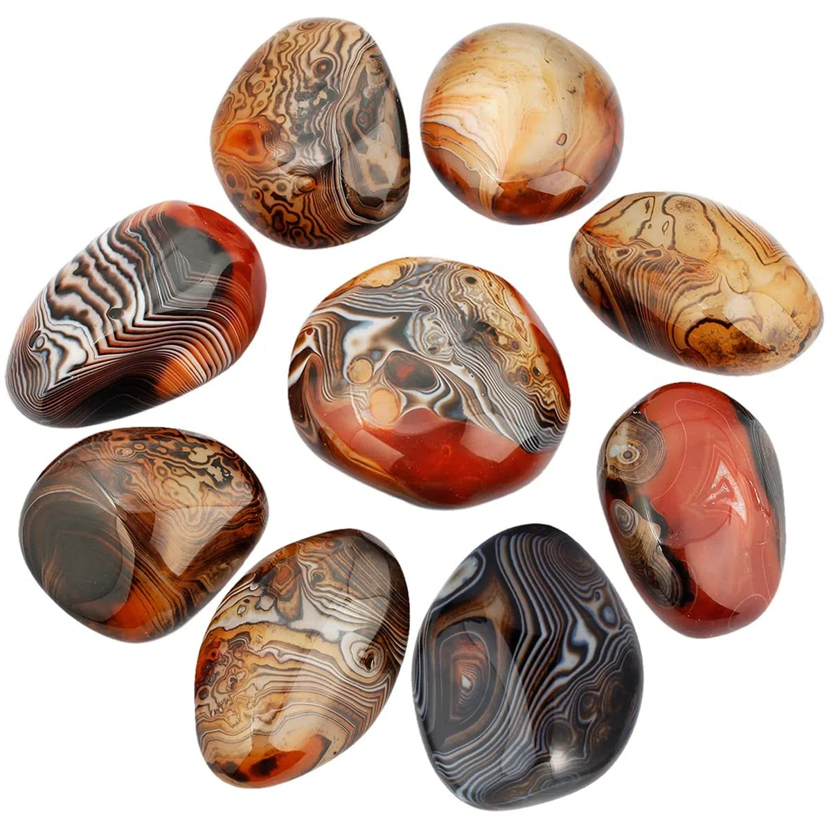 Nupuyai Sardonyx Naturelle Pierre de Palme pour la Relaxation et Yoga Méditation, Pierre de Poche Polie Irrégulière pour Pierre de Collection et Reiki Chakra (100-200g)