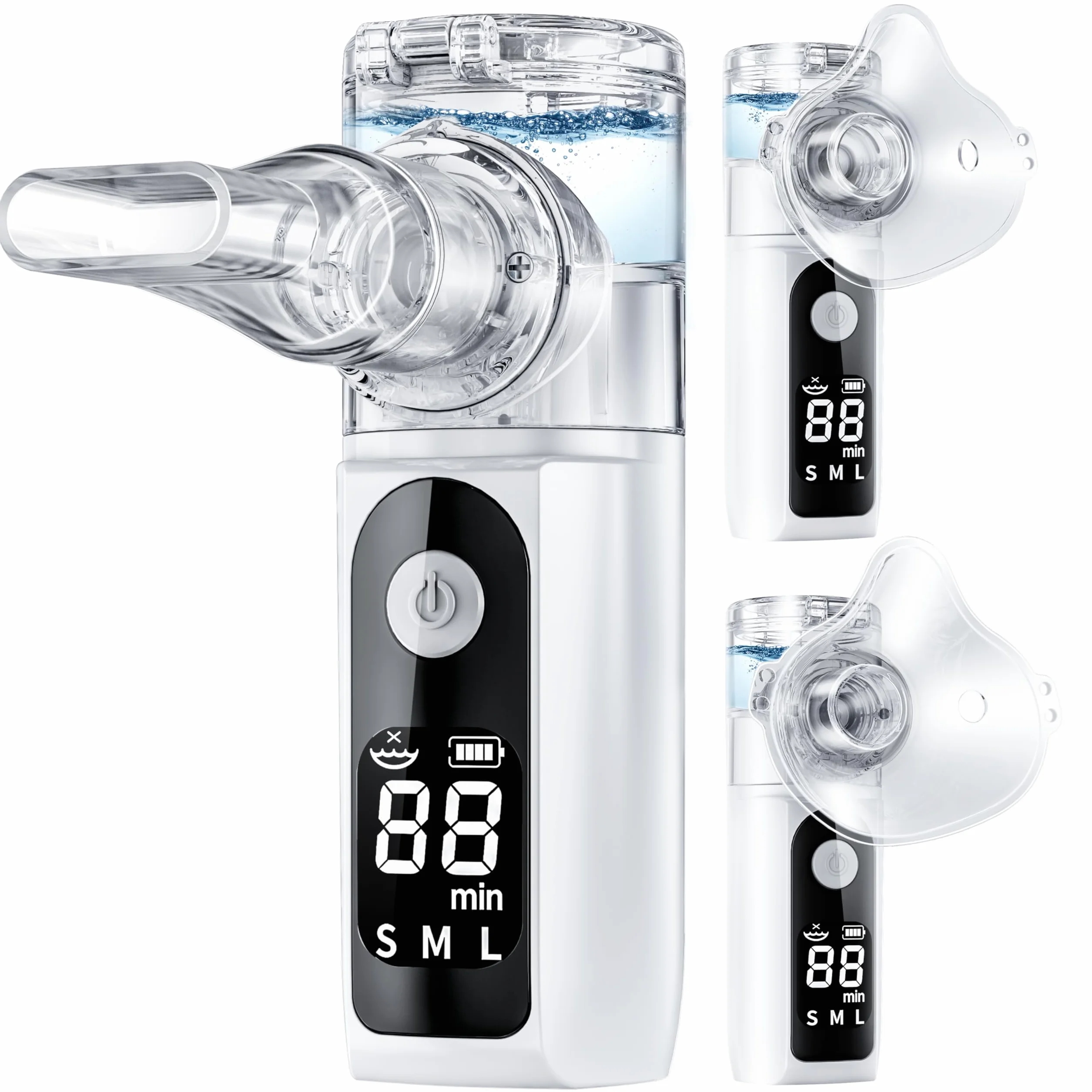 Portable Nébuliseur Aérosol Portable Pour Adulte Enfant bébé, Nebulisateur Affichage Numérique Silencieux, Portable Inhalateur Electrique Aérosol Pour La Maison et Le voyage (Blanc)