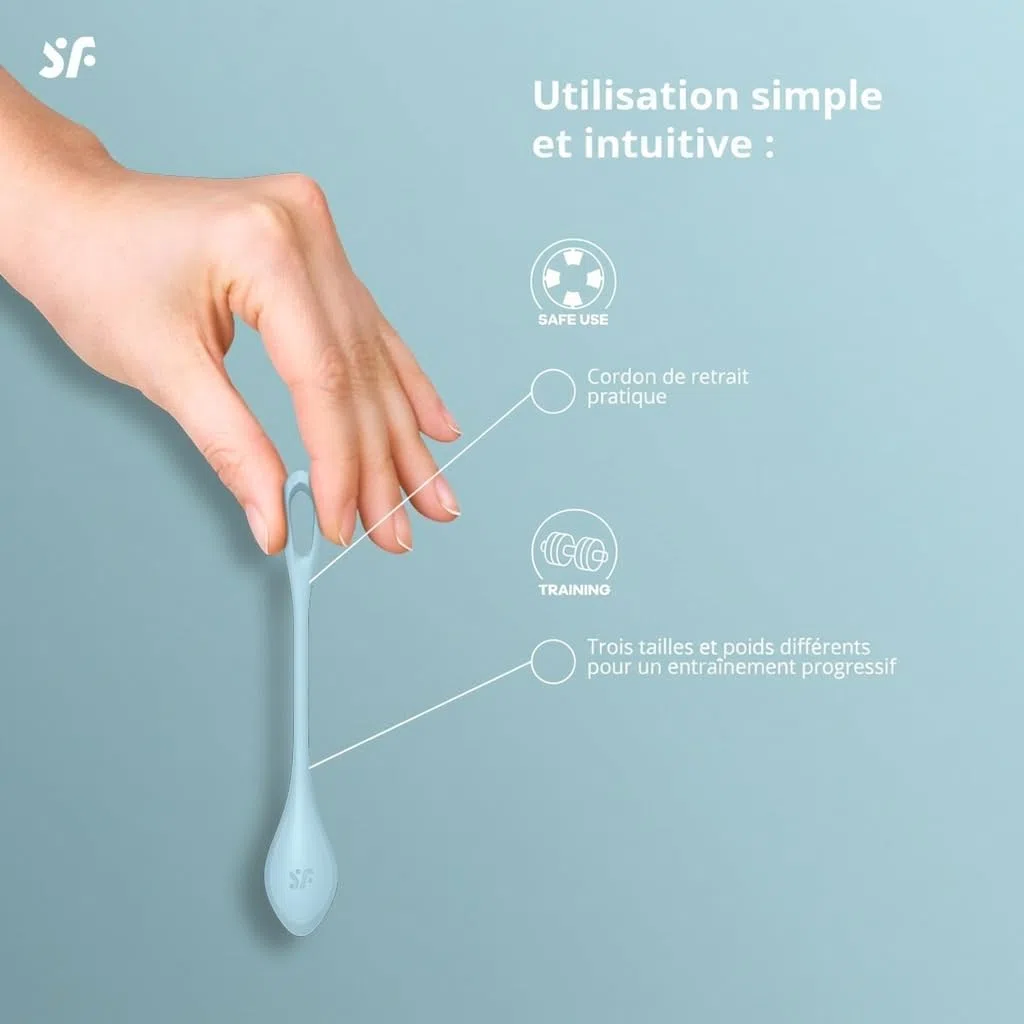 Satisfyer Yoni Power 2 Boules d'amour | Set de 3 boules d'entraînement du plancher pelvien en silicone | Boules de Kegel pour femmes | 22-73g et 2-3cm | Débutants & Avancés | Boule de geisha