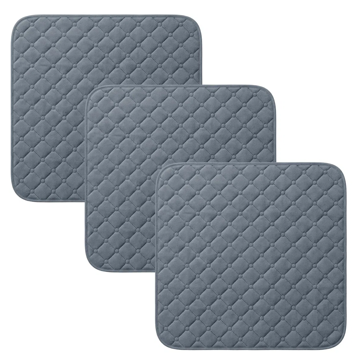 Coussin D'assise Lavable Incontinence 3 Pc 50 x 50 cm, Très Absorbant, Réutilisable, Imperméable, Doux pour Peau, pour Personnes âgées, Bébés, Fauteuils Roulants, Voitures, Canapés et Matelas (Gris)