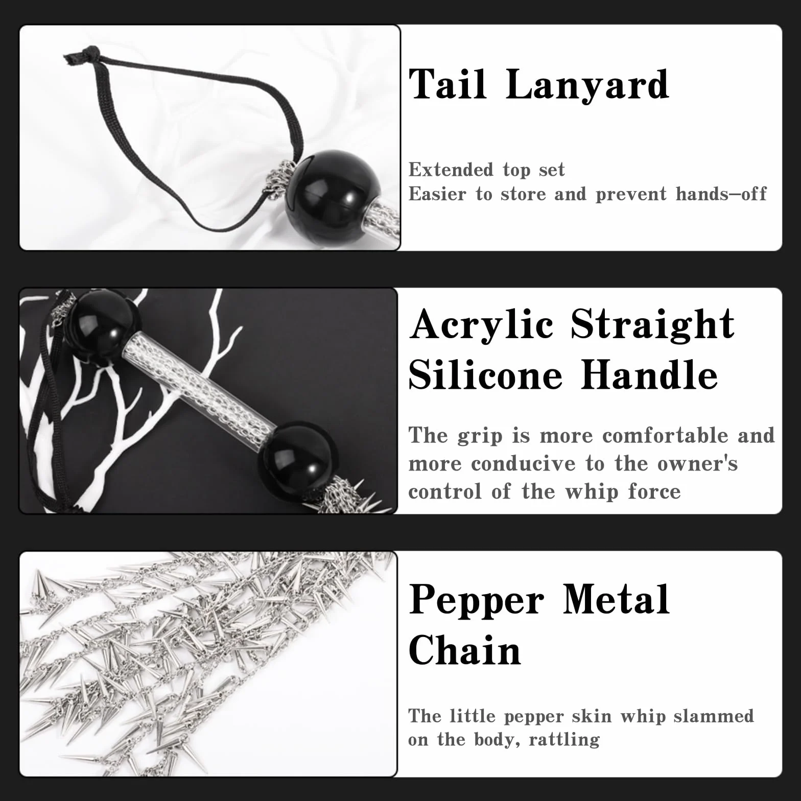 Fouet à Chaîne en Métal Poignée Confortable Fouet Sexy Érotique Cravache | Fessée Fétiche Accessoires de Bondage Durables Sex Toys SM Jeu de Rôle Jouets Sexuels pour Couples