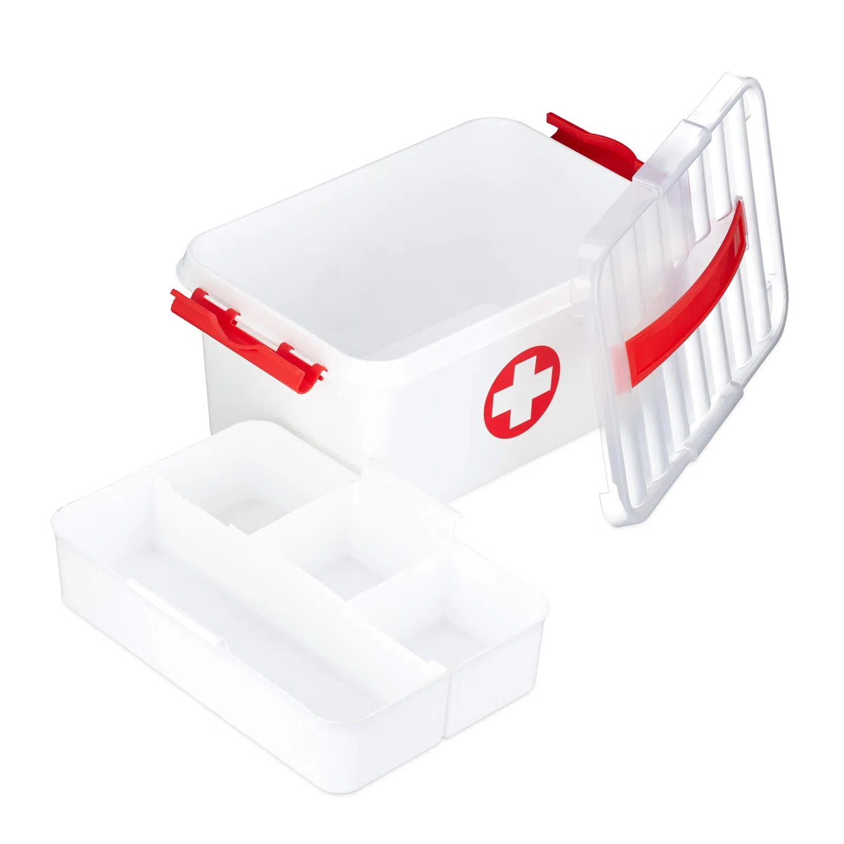 Relaxdays 10026306 premiers secours, Boîte de pansements, vide, pour urgences, plastique, HLP: 21x30x14,5 cm, blanc, PP, 21 x 30 x 14,5 cm