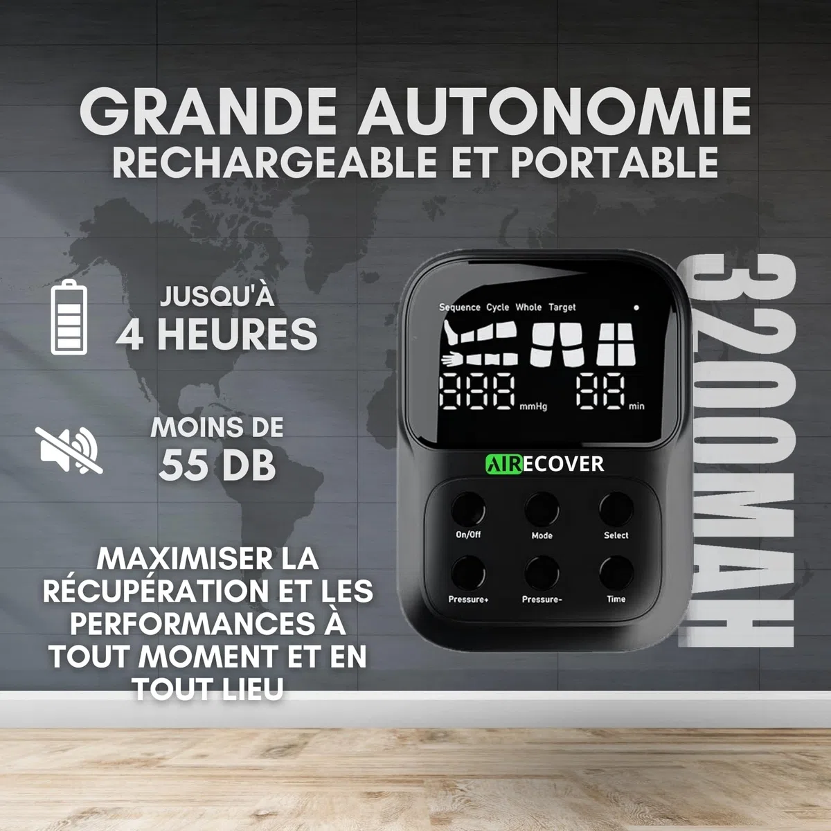 Bottes de Pressothérapie sans Fil, Masseur de Jambes pour Drainage Lymphatique, Soulagement de la Douleur, Amélioration de la Circulation Sanguine, Batterie 4 Heures (L)
