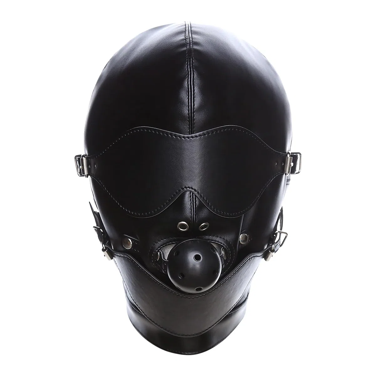 RUIXIA Cagoule Sexy en Faux Cuir Noir Cagoule BDSM avec Bâillon Amovible et Masque des Yeux Rétractable Capuche de Tête de Déguisement pour Couple,Jeux,Carnaval,Boîte de Nuit