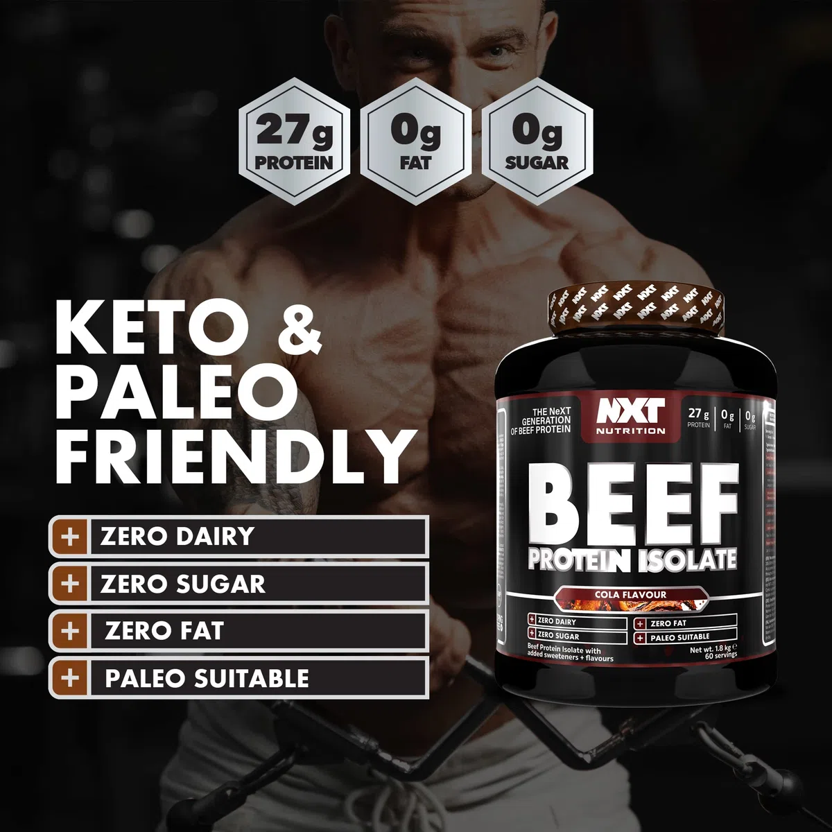 NXT Nutrition Beef Protein Isolate Powder - Protein Powder , Alternative to Whey Protein and Vegan Protein Powder , Halal , Lactose , Dairy , Gluten , and Soy Free - 1.8Kg Pineapple Blast