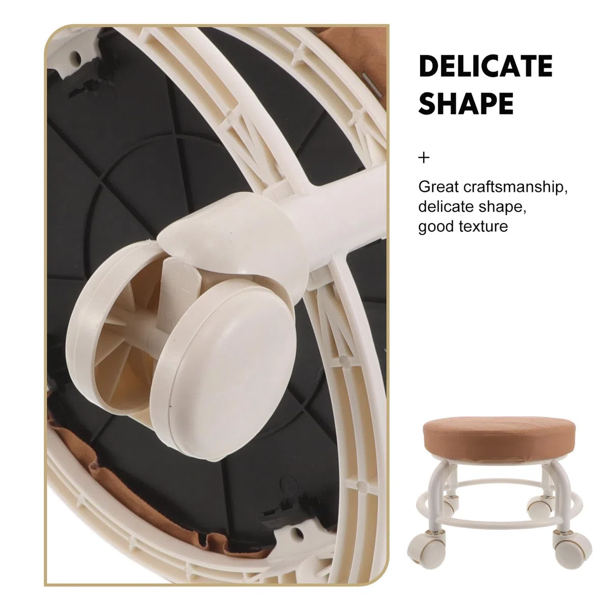 Gatuida Tabouret Roulant à roulettes Pivotantes Marron en PU Résistant pour Pédicure et Salon, Siège Rond Moderne avec Construction Robuste, pour Maison et Bureau