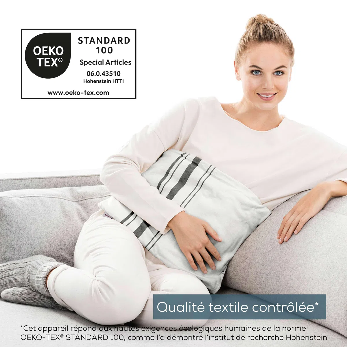 Beurer HK 25 Coussin chauffant, 3 niveaux de température, housse lavable en machine, arrêt automatique, chauffe dos, ventre et cervicales