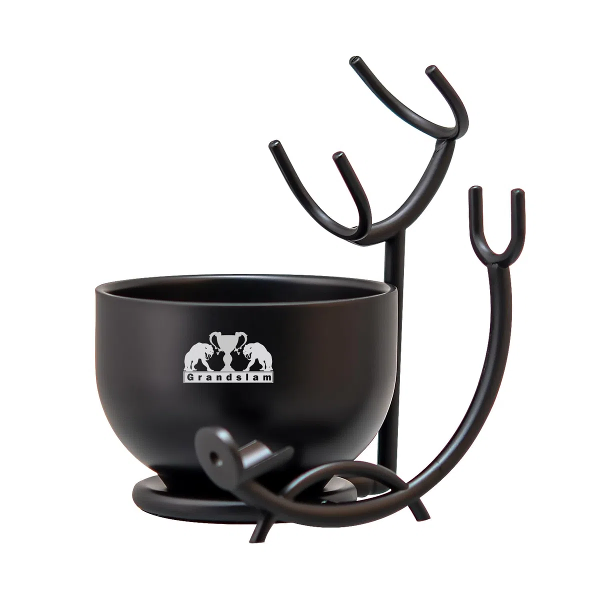 Grandslam 3 en 1 Set de Rasage, Kit de Rasage Barbier Comprenant un Blaireau de Rasage, un Bol de Rasage en Acier Inoxydable et Support Rasoir, Meilleur Cadeau pour père, mari (Noir)
