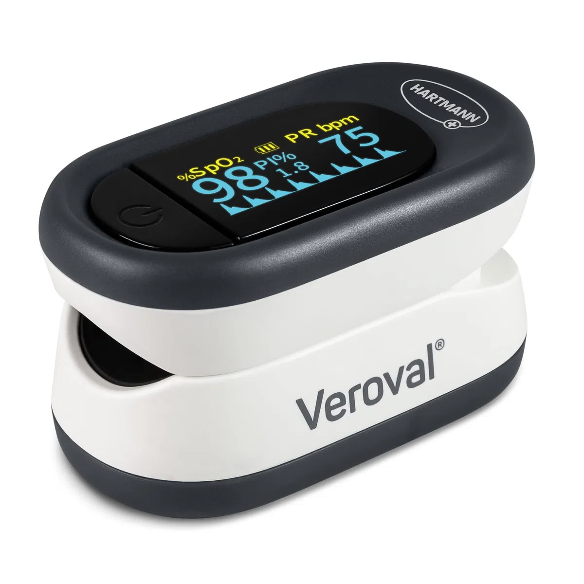 Veroval Oxymètre de Pouls - Mesure de la Saturation en Oxygène, de la Fréquence Cardiaque et du Débit Sanguin au Niveau du Doigt - Ecran OLED Premium - 1 Pièce