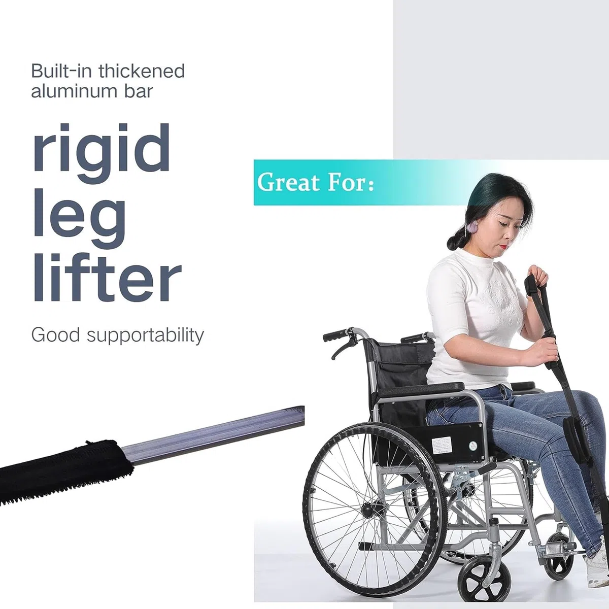 Fanwer Sangle de levage de jambe de 89,9 à 111,8 cm de long – Plusieurs boucles réglables, poignées rembourrées et coussinets de pied doux, chirurgie de remplacement de hanche et de genou, boucle