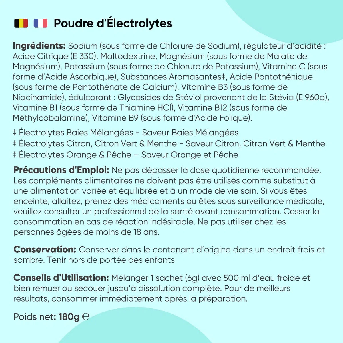 Electrolyte Poudre Vegan, Electrolyte sans Sucre, avec Vitamine C, B1,B3,B5,B9,B12, Magnesium, Potassium, Sodium 3 Saveurs : Baies, Citron Vert & Menthe, Orange & Pêche Sachets, Alternative Pastilles