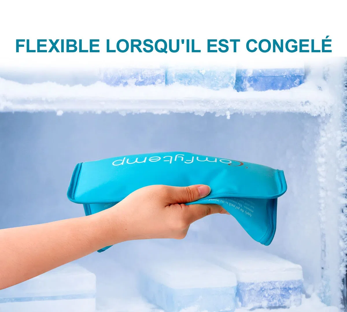 Comfytemp Poche de Glace Réutilisable 27x37cm, Lot de Gel avec Sangle pour Soulager la Douleur, Épaules, Genou, Pied, Coude, Compresses Chaudes et Froides pour Entorses, Gonflements, Ecchymoses