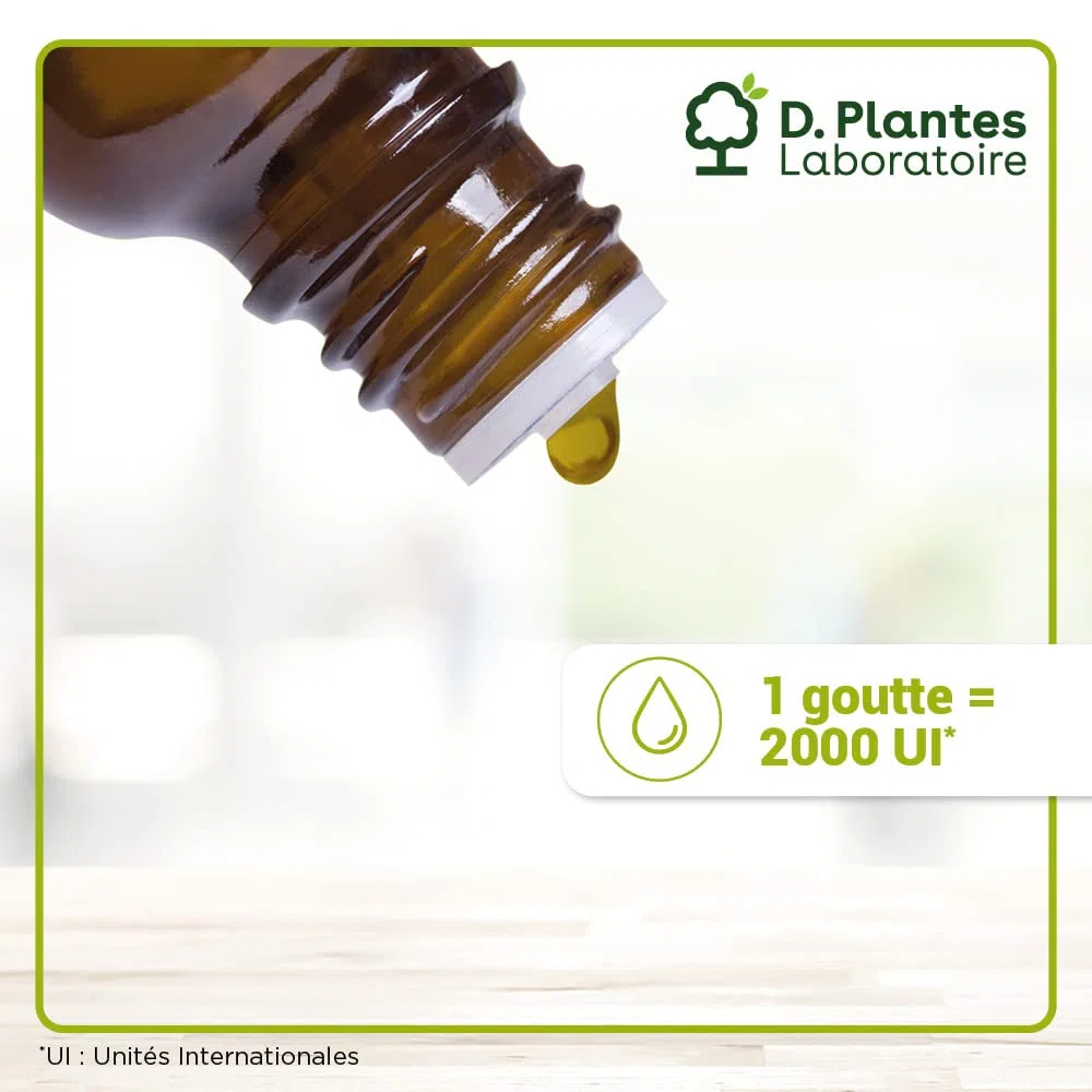 D.PLANTES - Vitamine D3 2000 UI - Complément Alimentaire - Immunité, Ossature Normale - Boost en Vit. D - Origine Végétale - Certifiée Vegan - 20 ml