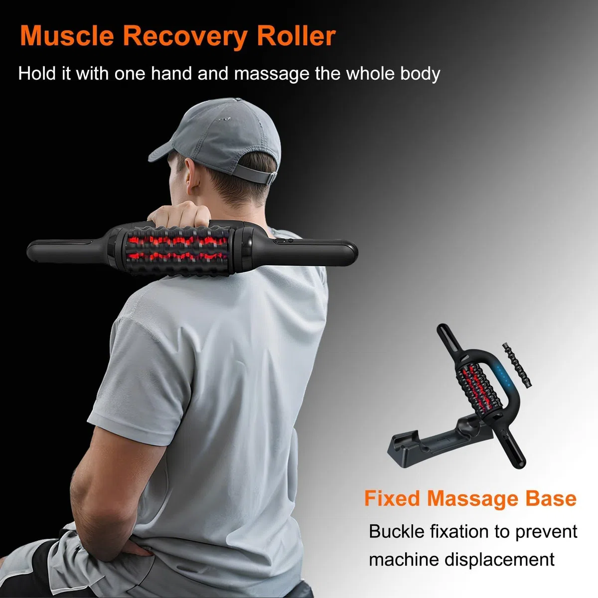 Rouleau de Massage Électrique Anti Cellulite avec Redlight - 6 Vitesses, Réduit Cellulite et Tensions, Corps et Jambes, Appareil de Massage Manuel électrique avec Rouleaux de Tissus Profonds
