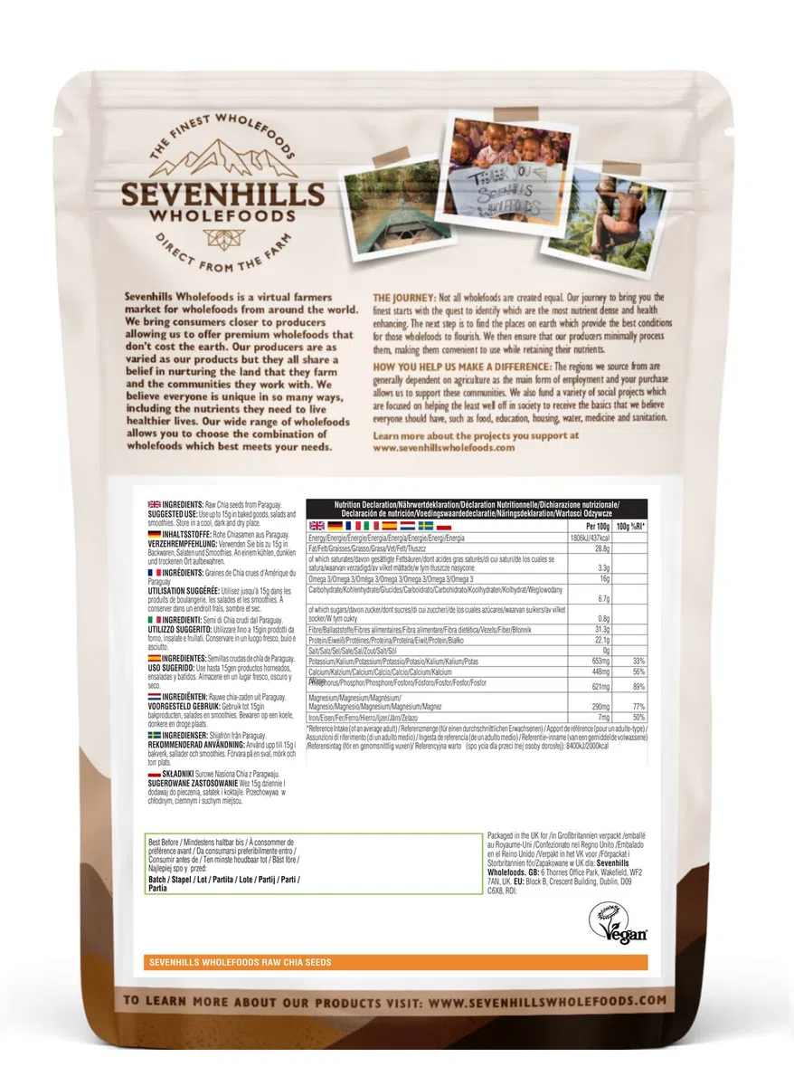 Sevenhills Wholefoods Graines De Chia Cru (1.8kg)