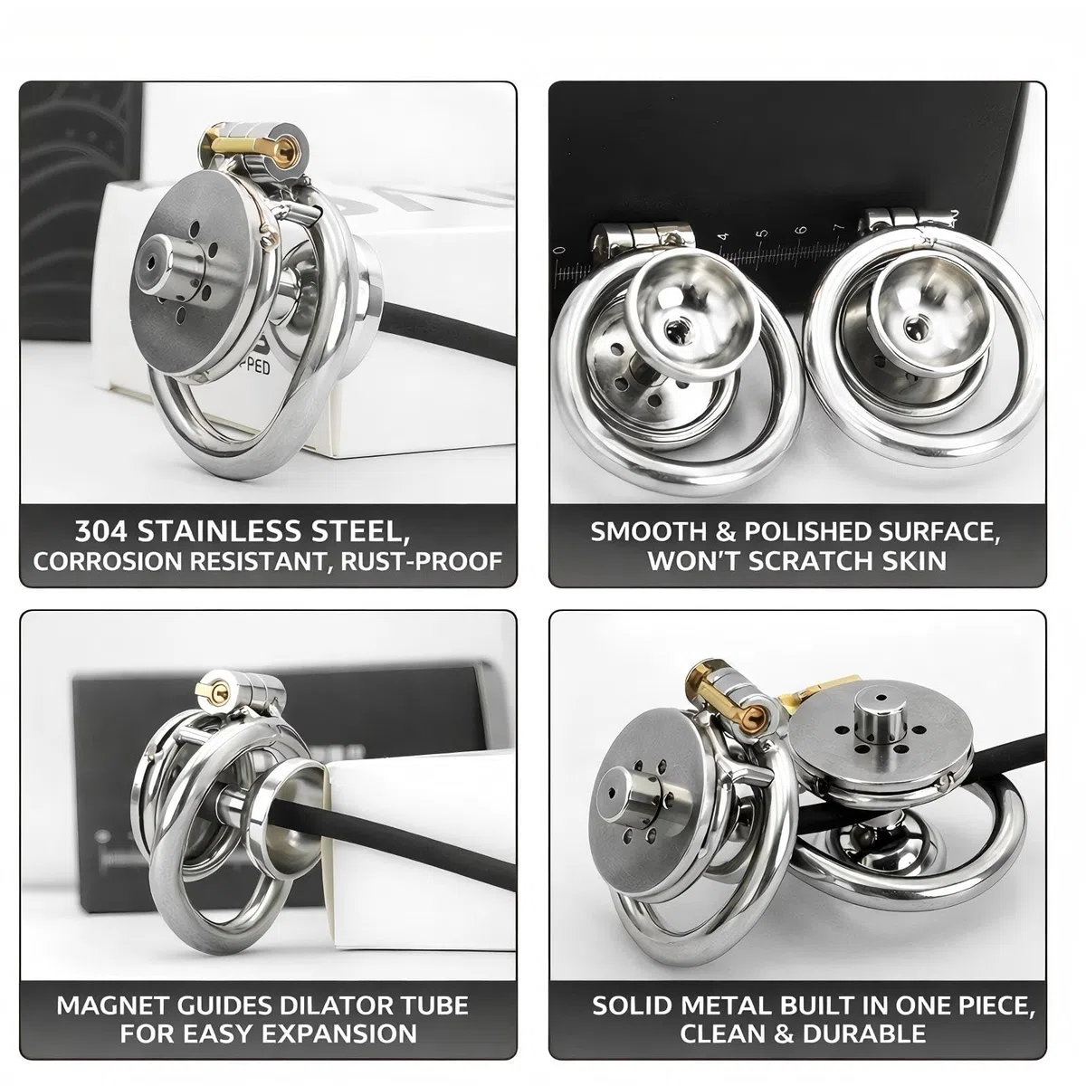 Cages de Chasteté du Pénis Inversé Cage Chastetée avec Cuvette Urinaire et Cathéter en Silicone Sex Toys Homme Chastity Cage en Métal avec Serrure et Ceinture pour Bondage le Pénis (C,50mm)
