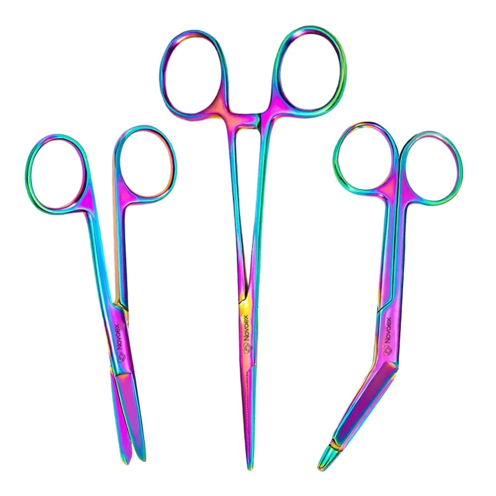 Set de ciseaux d'infirmière "Acrylique" - Ciseaux à bandages - Accessoires infirmiers - Ciseaux de premiers secours - Ciseaux médicaux - Kocher - Cadeau pour infirmière