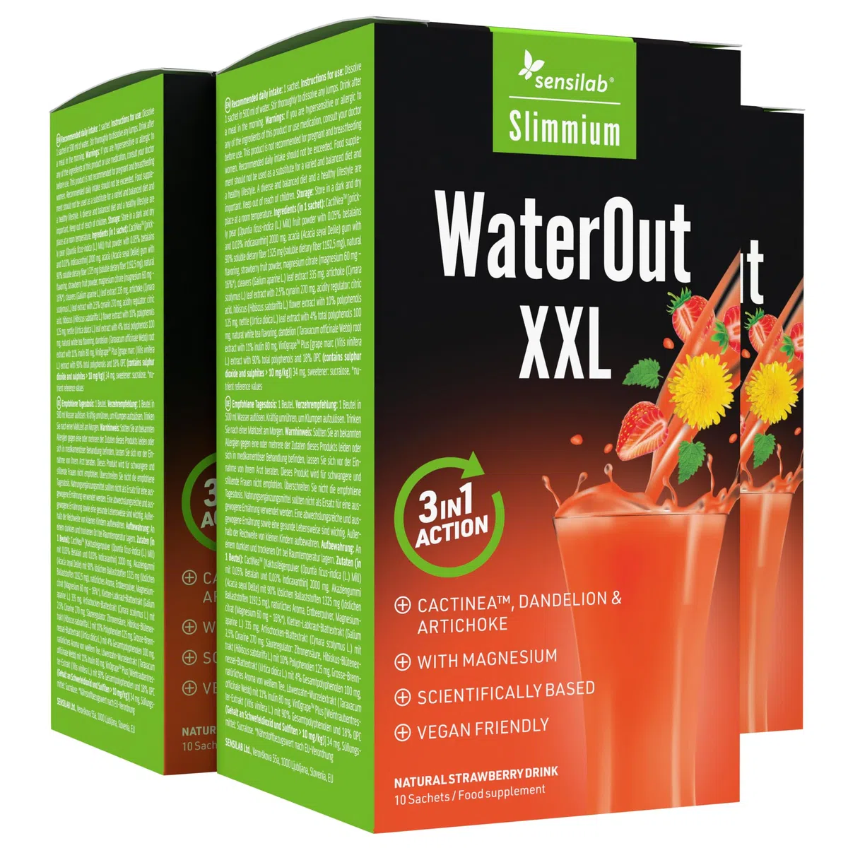 Sensilab Slimmium WaterOut XXL - Boisson au Persil et Pissenlit, 30 Sachets | Ortie, Artichaut, le Magnésium contribue à l'Équilibre Électrolytique, E-book Gratuit