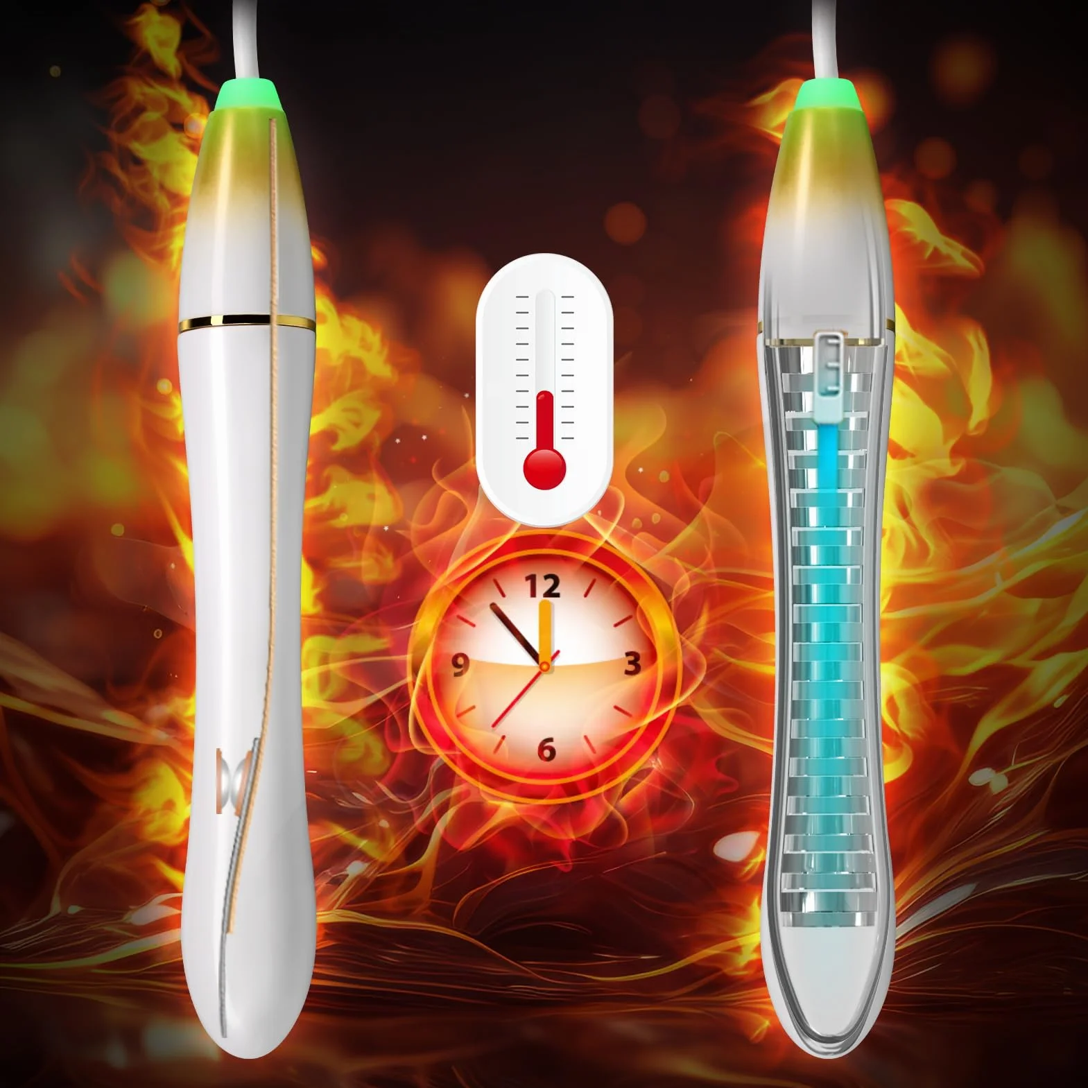 SXOVO Tige Chauffante Double pour Masturbateur Homme Chauffage USB pour Poupée Sexuelle Adulte Silicone Tiges Chauffantes qui Chauffent Vagin et Tunnel Anal Sex Toýs Homme (Blanc)