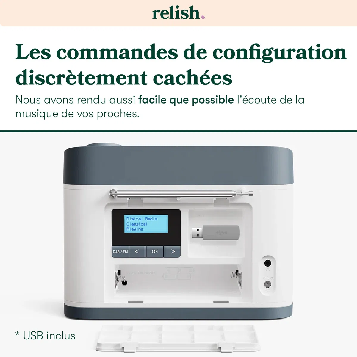 Radio Dab/FM et Lecteur de Musique Portable Simple pour Les Personnes âgées, Les Personnes souffrant de démence et d'Alzheimer ou malvoyantes - Grands Boutons, Design Simple, Facile à Utiliser