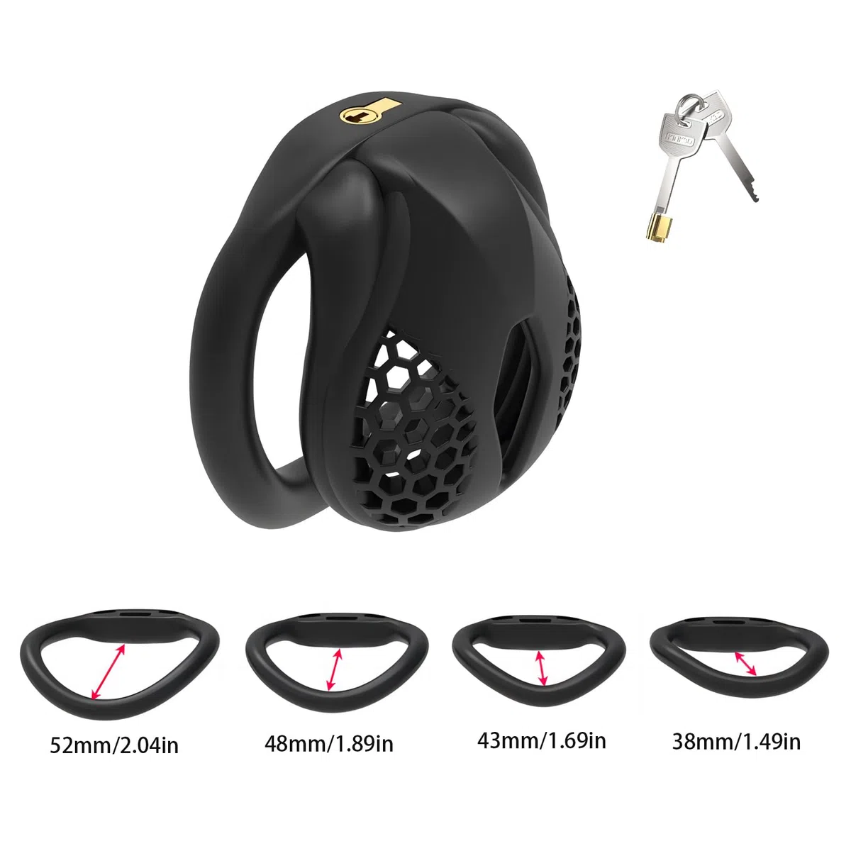 Cage Chastetée pour Homme Cage de Chasteté Pénis avec 4 Anneaux de Tailles Différentes Ceintures de Chasteté avec Serrure Invisible pour le Bondage du Pénis Sex Toys Chastity Cage (Micro,Black)