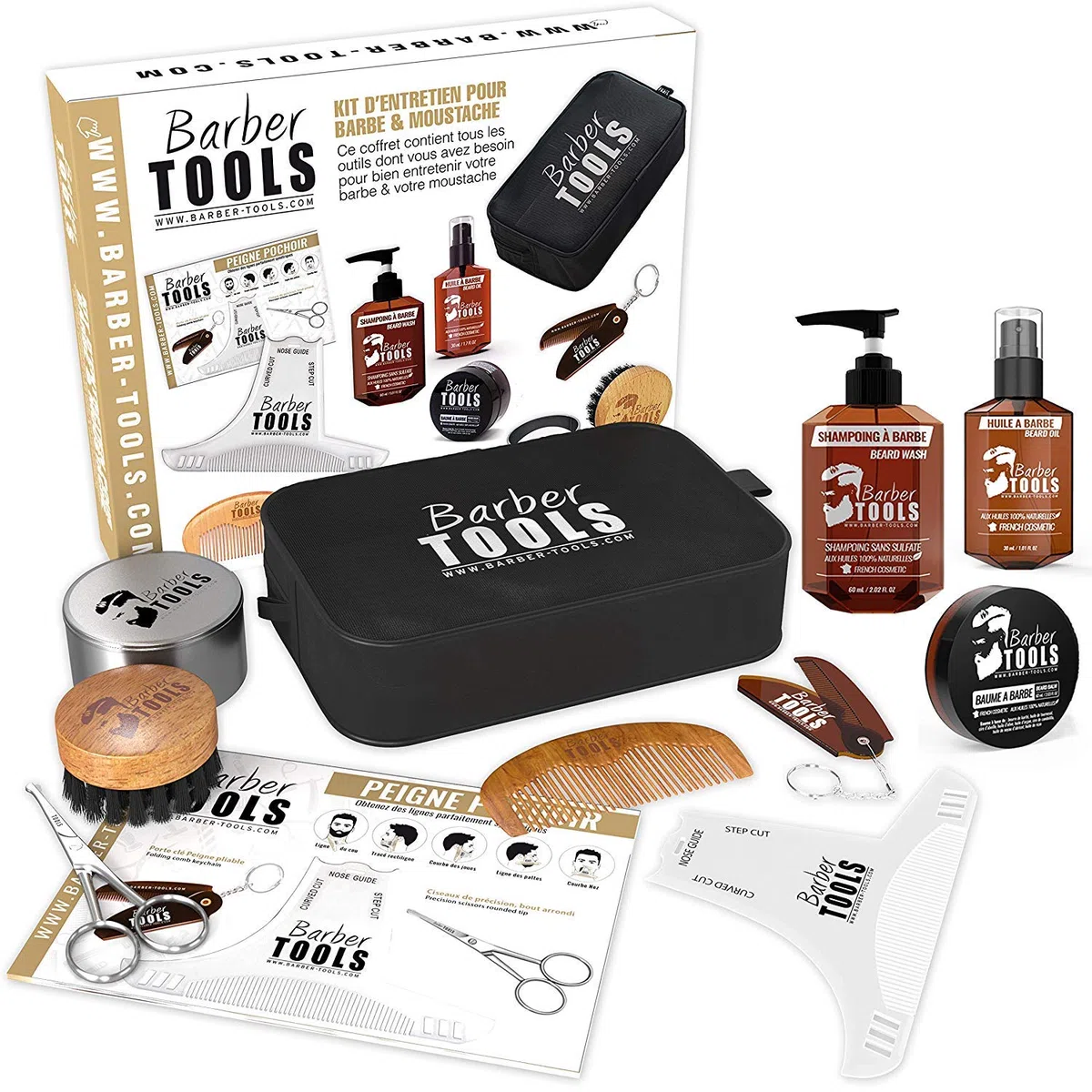 Kit/Set/Coffret d'entretien et de soin pour barbe avec Soin de barbier | Cosmetique Made in France ✮ BARBER TOOLS ✮ (kit barbe) (kit barbe2)