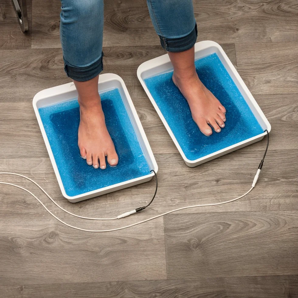 DE-Set - iontophorèse contre la transpiration à mains et pieds, le pouls de & CC - avec électrodes en silicone