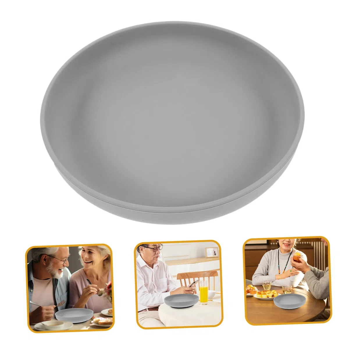 Plaque À Ventouse Anti-Déversement 7.87 X 7.87 X 1.57 in Vaisselle Auto-Alimentée Incassable Pour Personnes Âgées Et Handicapées Pour Manger D’Une Main