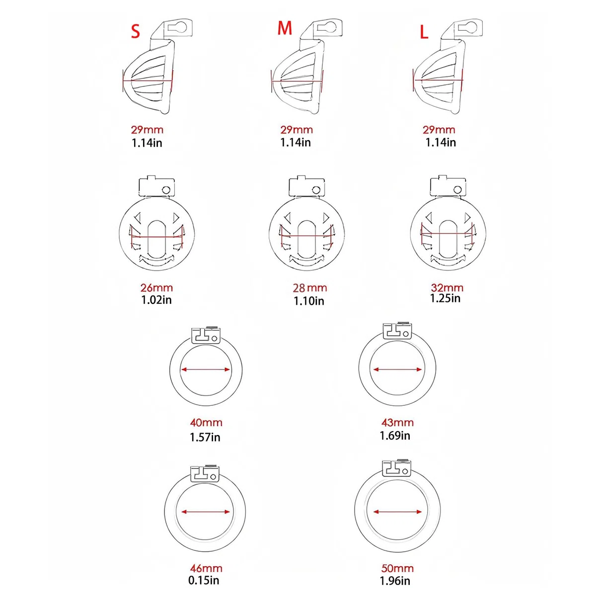 Cage Chastetée Sex Toýs Homme Cage de Chasteté Pénis avec 4 Anneaux Courbés de Tailles Différentes Ceintures de Chasteté avec Serrure Invisible pour Hommes Adultes Sissy Chastity Cage (Black,L)