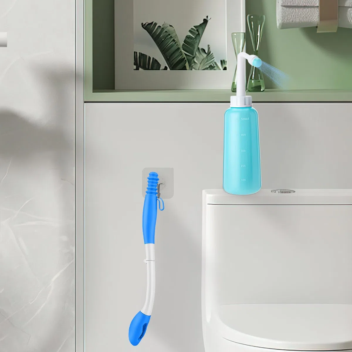 Victop Essuie Fesse Aide aux Toilettes Pince pour Papier Toilette Ensemble de flacons pulvérisateurs portatifs pour Bidet Dossier sans Se Pencher Outils Ustensile de Toilette Poignée Antidérapant