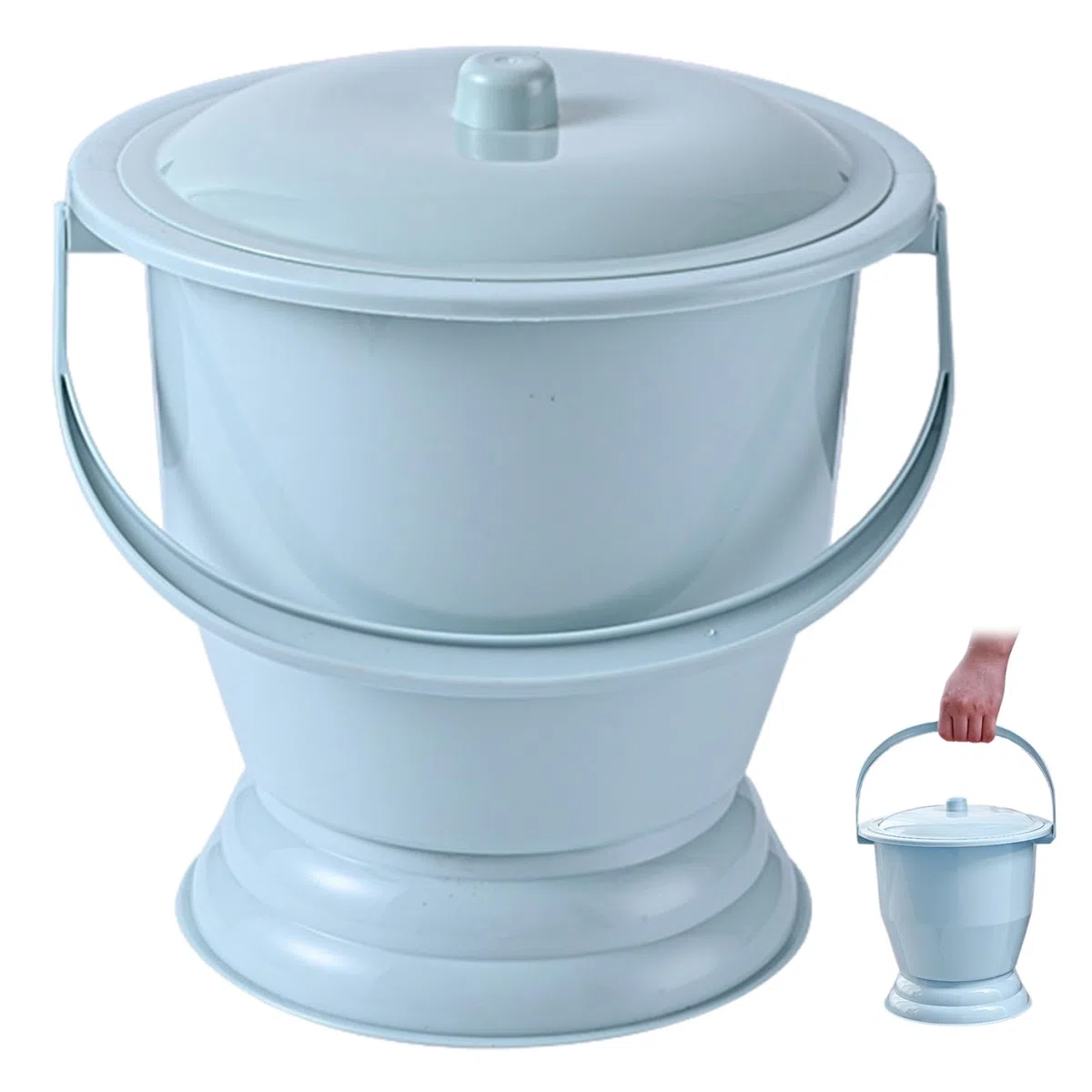 Pot de Chambre, urinoir de Chevet Portable avec Couvercle et poignée, Forte capacité de roulement Seau, Seau de Pipi en Plastique pour Femmes Enceintes
