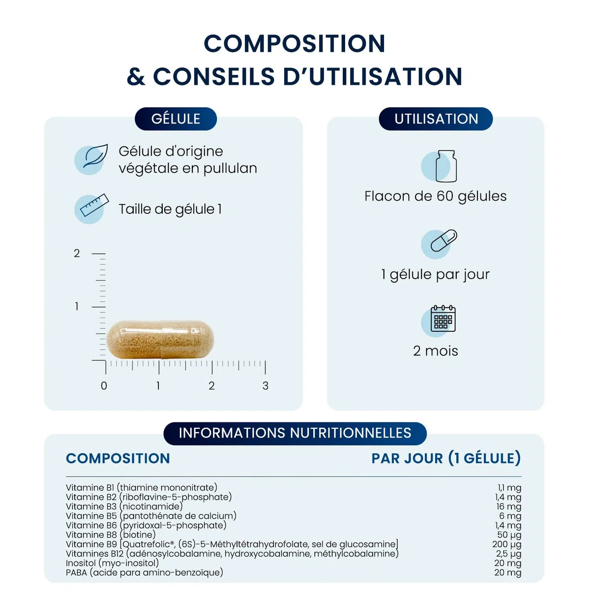 Complexe Vitamines B - Vitalité, Immunité, Peau et Cerveau - 8 Vitamines B Essentielles & 2 Cofacteurs Bioactifs - Biodisponibilité Optimisée et Formulation Vegan - 60 Gélules (2 mois) - Dynveo