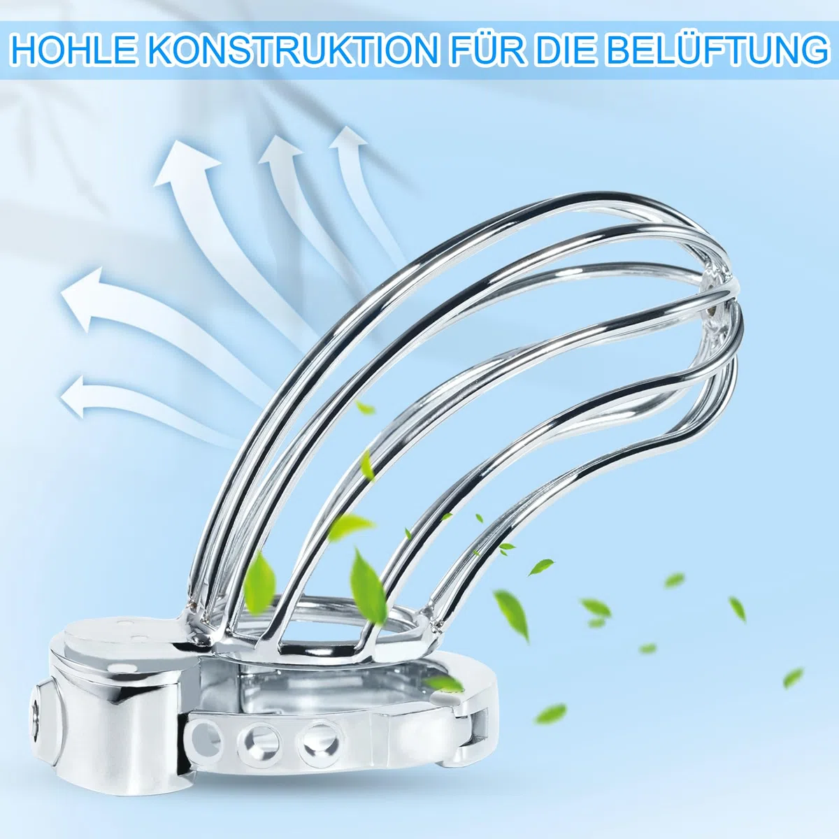 Chastity Cage à Taille Réglable Avec Ceinture De Chasteté Creusée Et Respirante Pour Hommes En Acier Inoxydable Cage De Chasteté Pour Hommes (Large)