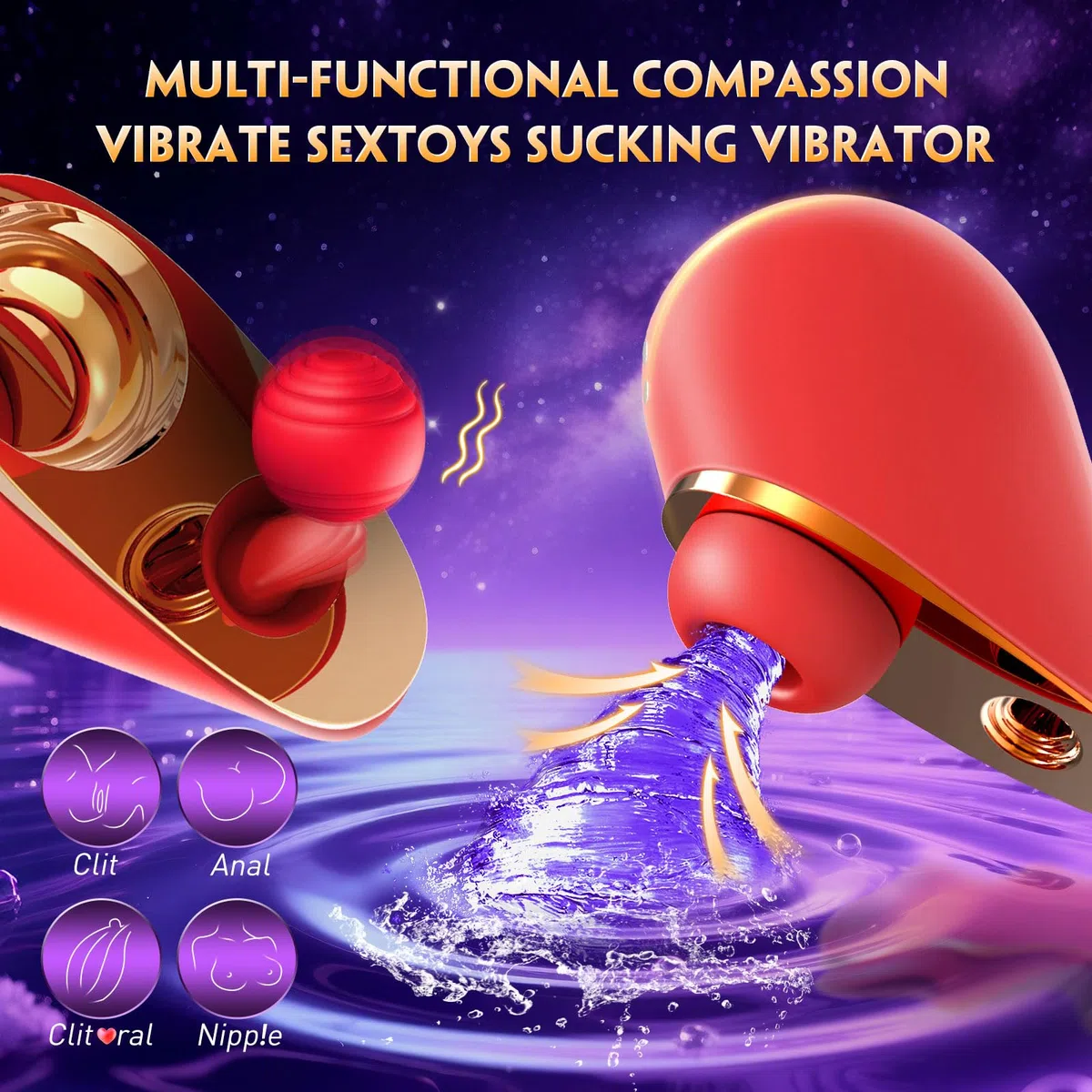 Jouets sexuels vibrants pour femmes - Zungenvibrateur avec Nippelsauger 3 en 1 - Vibrateur Clitoridien & G-Spot, Apparence Discrète, Plusieurs Vitesses de Vibration (rouge)