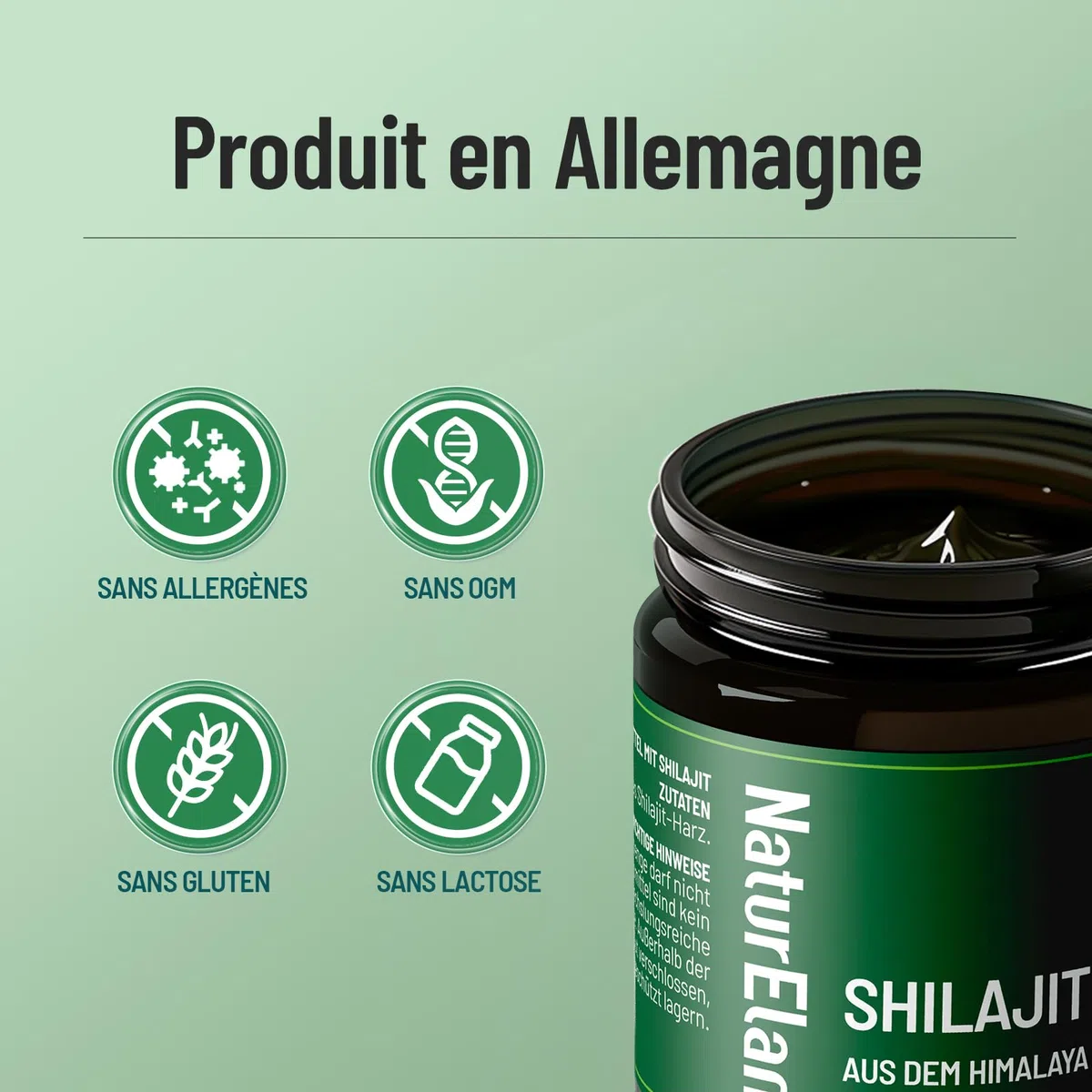 Shilajit Pure Himalaya - 75% d'acide fulvique hautement dosé - 35g avec acide humique naturel et minéraux, approvisionnement pour 70 jours, végétalien et sans additifs, produit en Allemagne