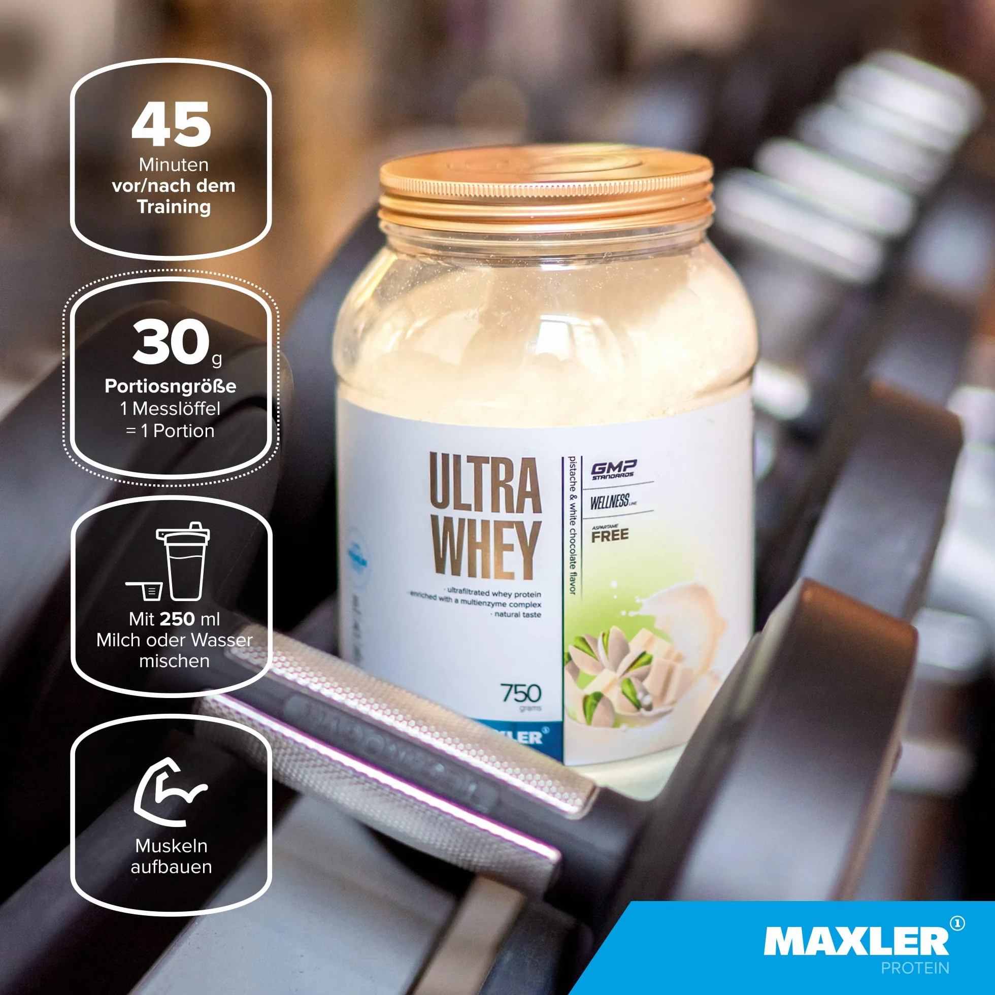 Maxler Ultra Whey Protein - Proteine Whey - Proteines musculation - Whey Isolate - Whey Protein Milkshake à la Fraise - 450g de proteine whey