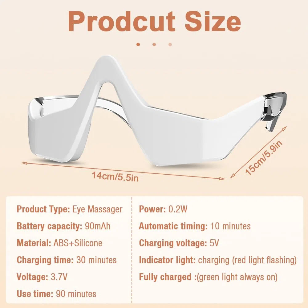 Masseur Oculaire à Luminothérapie Rouge, Massage Yeux à Lumière Rouge, Microcourant Masseur pour Les Yeux, Massage des Yeux pour éliminer les Cernes, les Poches Sous les Yeux, Anti-Rides