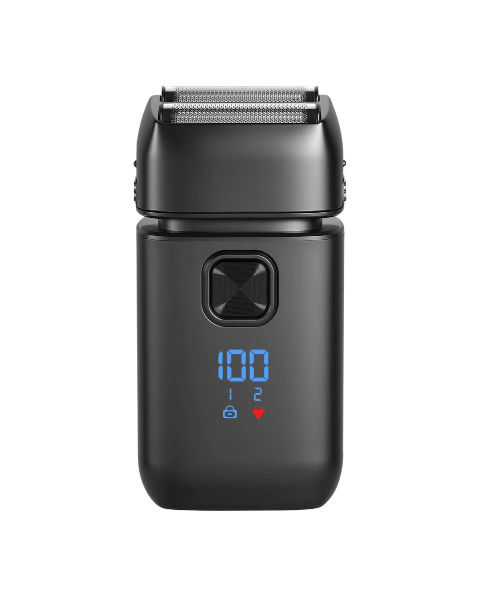 Rasoir Électrique Homme, Foil Shaver, Double Grille Flexible, IPX6 Étanche, 2 Vitesses, Écran LED, Recharge USB, Rasage Wet & Dry, Rasoir Barbe Portable avec Verrouillage Voyage