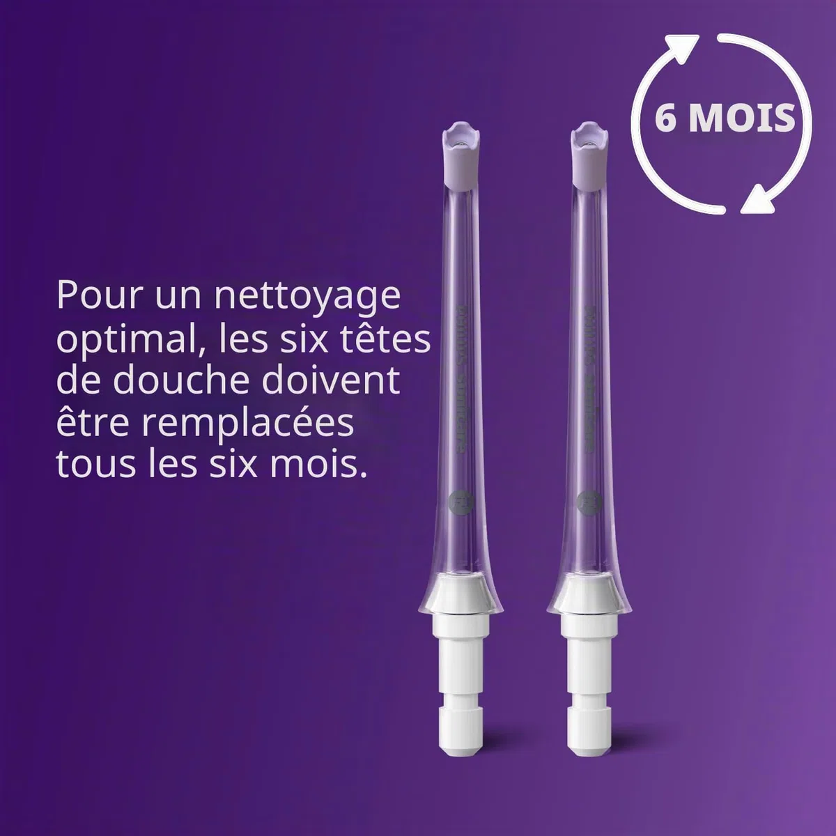 Lot de deux canules F3 Quad Stream de jet dentaire Philips Sonicare : accessoire pour jet dentaire compatible avec l'appareil sans fil Philips Sonicare Power Flosser (modèle HX3062/00)