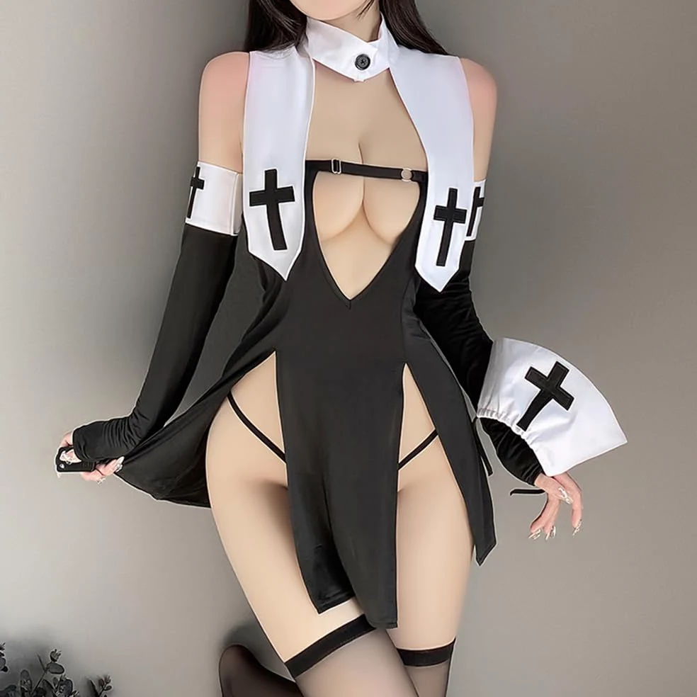 Femmes Cosplay Sexy Nonne Uniforme Japonais Kawaii Lingerie Halloween Moulante Lingerie