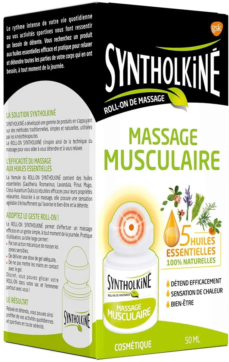 SyntholKiné Roll-On de Massage Tensions Musculaires 2x50 ml