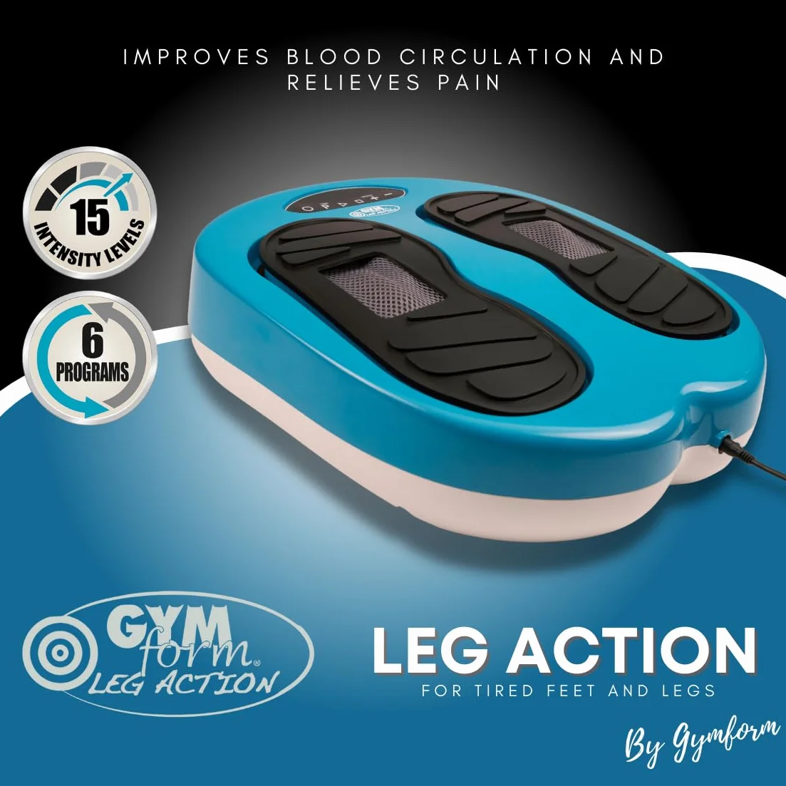 GYMFORM Masseur de pieds et de jambes Leg Action, Massage shiatsu, Télécommandé, Plusieurs programmes et vitesses pour améliorer la circulation et soulager la douleur