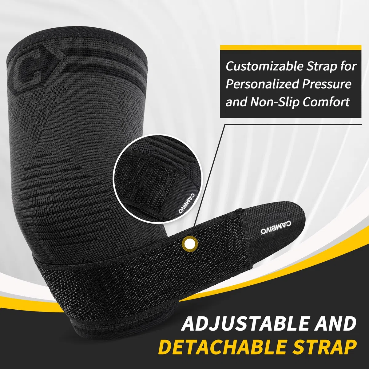 CAMBIVO Coudiere Tendinite Ajustable 2 Pack, Coudiere Epicondylite avec Rembourrage en Gel, Manchon de Compression Bras Attelle Coude Hommes Femmes pour Soulage la Douleur, Tennis, Golf, Sport
