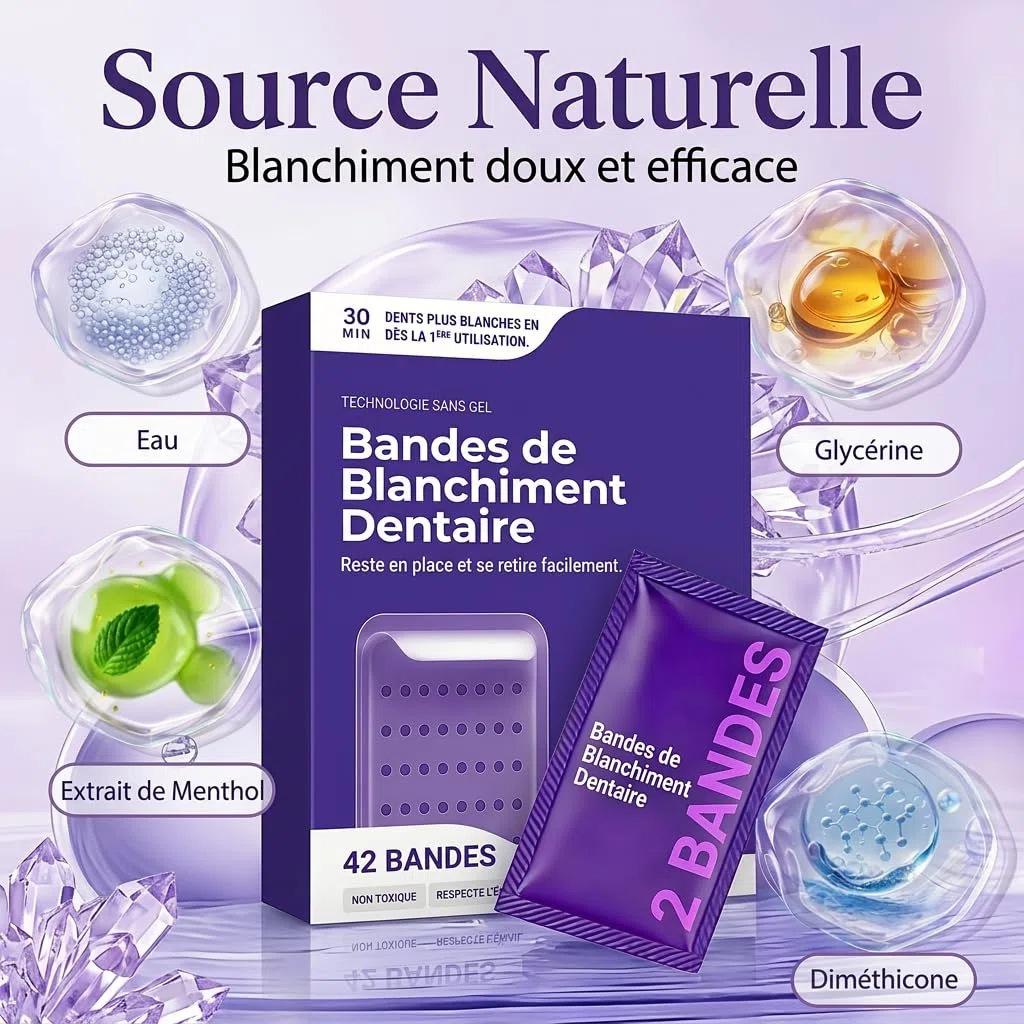 DrDent PURPLE WHITENING STRIPS, Bande Blanchiment Dentaire Violet sans Peroxyde, 42 Bandes Blanchissantes Dents avec Formule PAP+ pour un Sourire Éclatant à la Maison (1 Stück - 14pc)