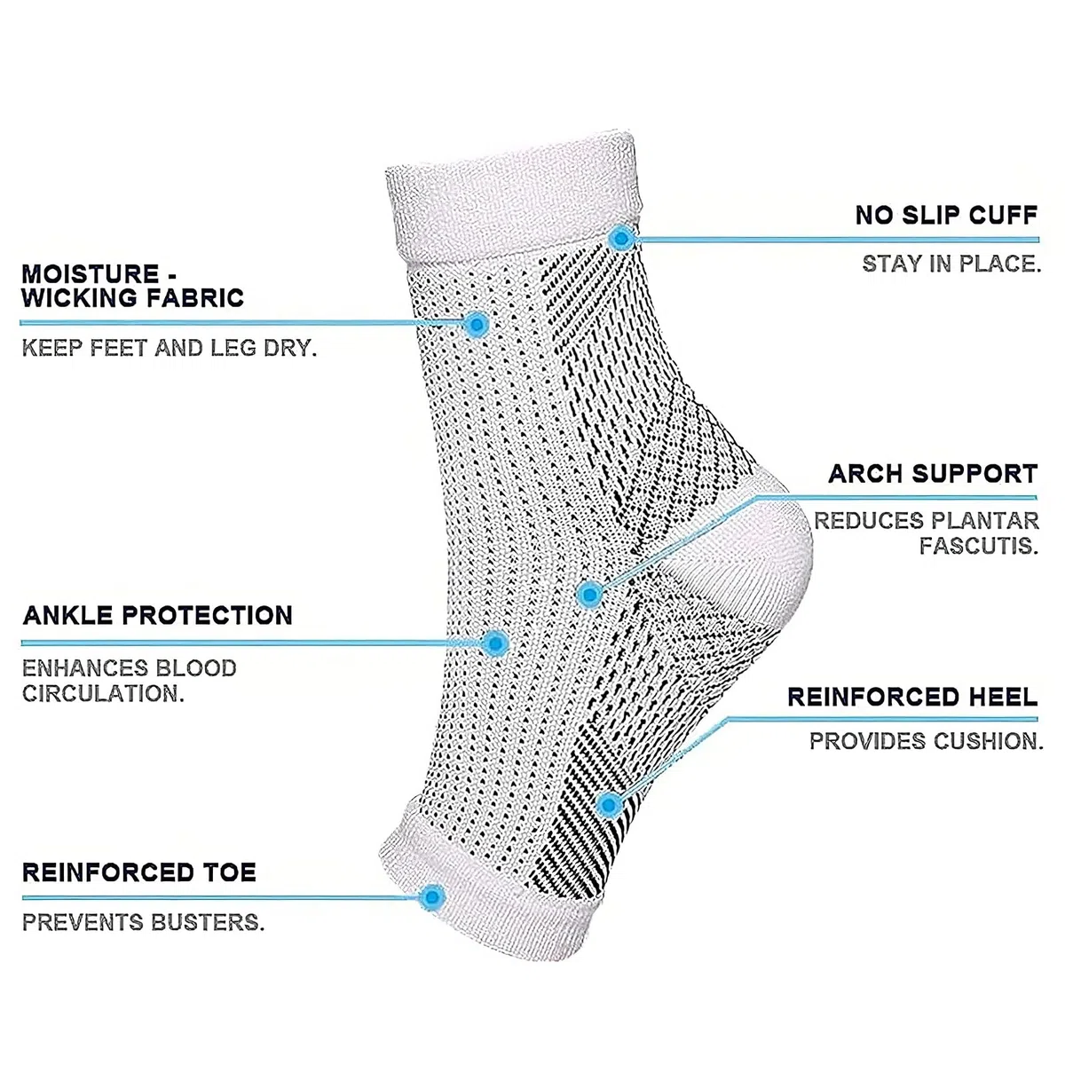 2 Paires Chaussettes pour Neuropathie Chevillere Entorse Chaussettes Chevillere De Maintien Sport Attelle Cheville pour Hommes Femme Protege Cheville for Football Basketball Running Hiking