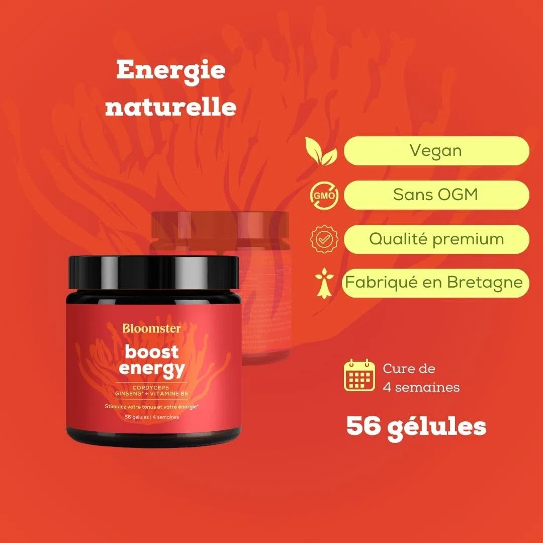 Cordyceps - Complexe Adaptogène Boost Energie & Libido - Avec Ginseng & Vitamine B5-56 Gélules Vegan - Sans Gluten ni Lactose