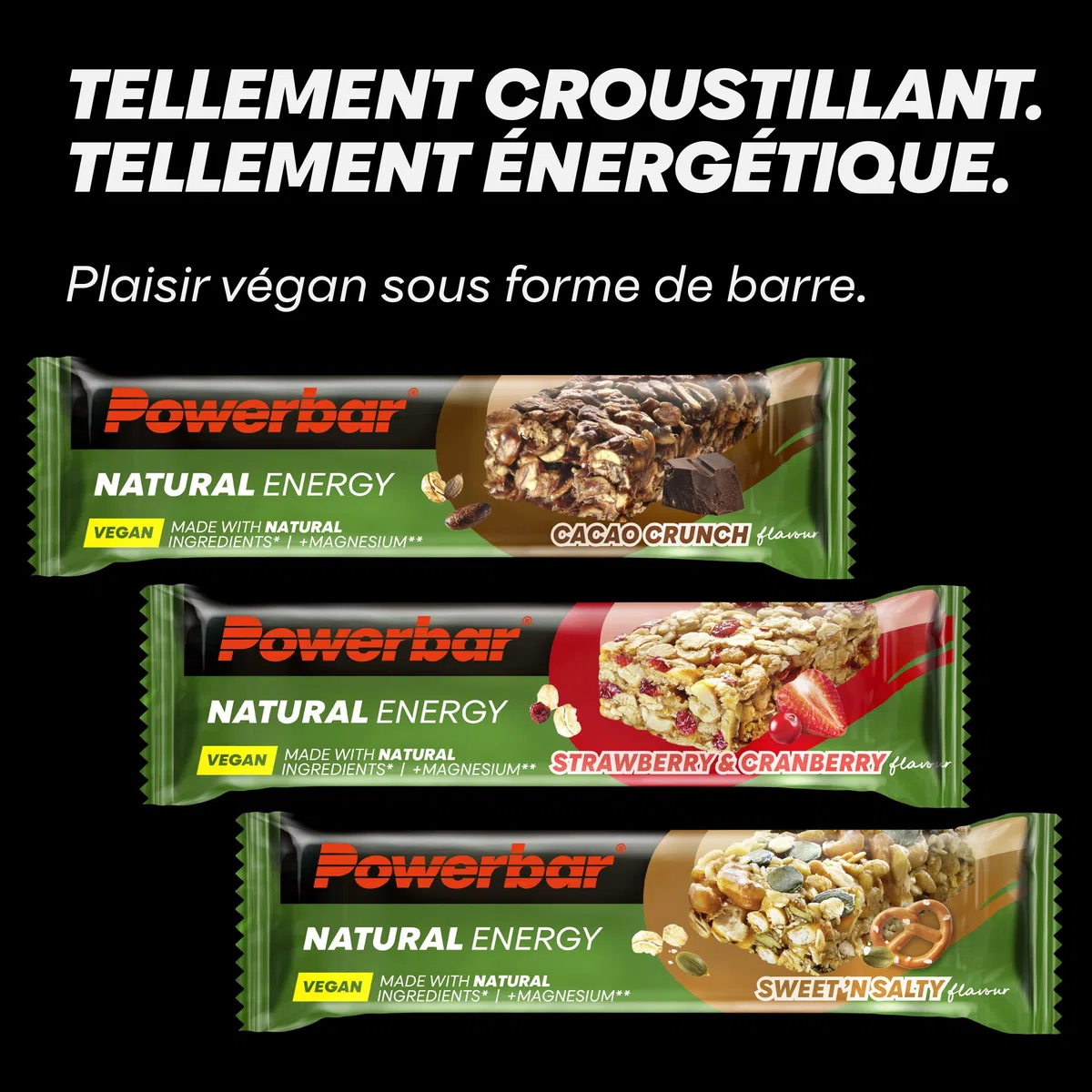 Powerbar - Natural Energy Cereal - Strawberry Cranberry - 18x40g - Barre énergétique végétalienne riche en glucides - Magnésium