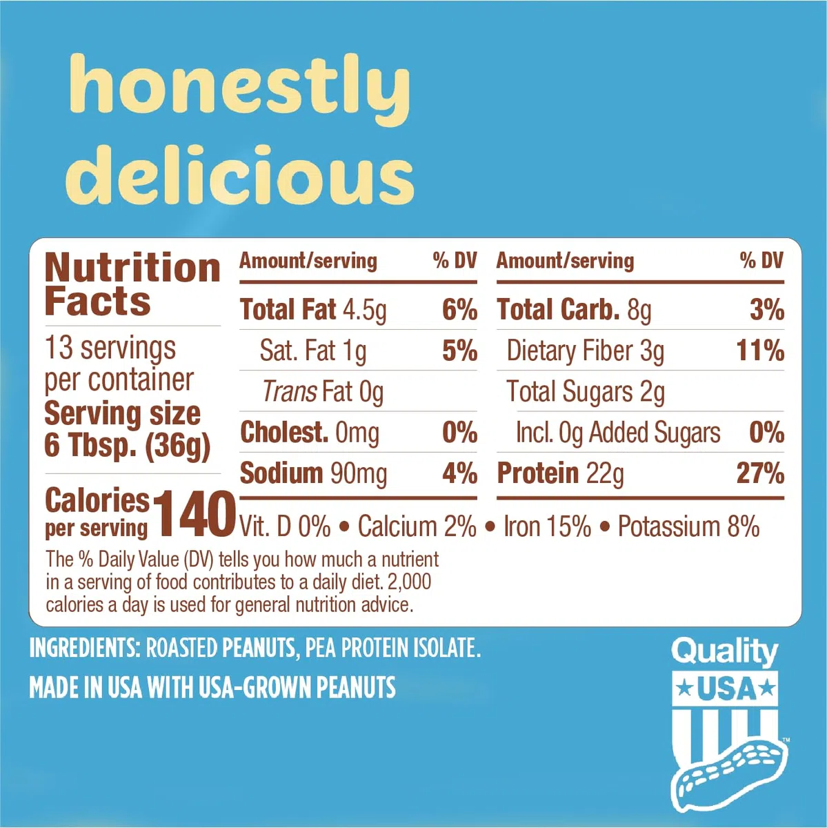 Tru-Nut Poudre de Protéines de Cacahuete, 454 g - 61% de protéines végétaliennes - sans édulcorants - idéal pour les smoothies et les shakes protéinés - sans gluten