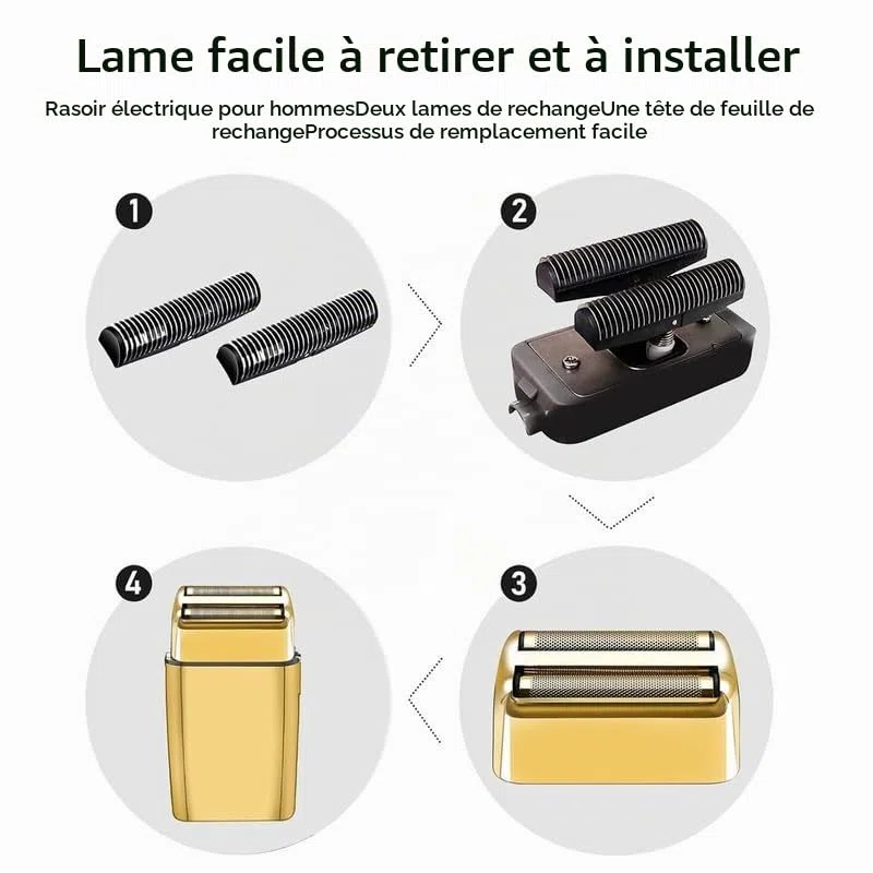Feuille de rechange pour Babyliss Pro et 2 lames pour rasoir FoilFX02 Gold #FXRF2G